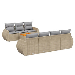 vidaXL Salon de jardin avec coussins 8 pcs beige résine tressée