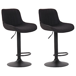 Non Lot de 2 tabourets de bar Lentini tissu noir 