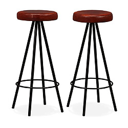 vidaXL Tabourets de bar lot de 2 cuir véritable 