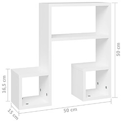 vidaXL Étagères murales 2 pcs blanc 50x15x50 cm bois d'ingénierie pas cher