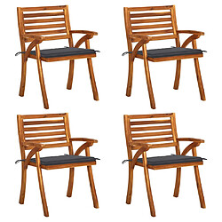 vidaXL Chaises de jardin avec coussins lot de 4 Bois d'acacia massif