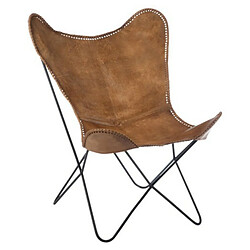 Paris Prix Fauteuil Design en Cuir Papillon 73cm Marron