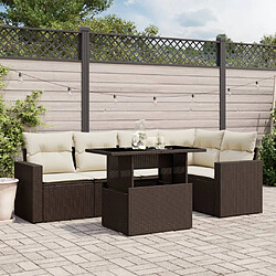 vidaXL Salon de jardin avec coussins 6 pcs marron résine tressée 