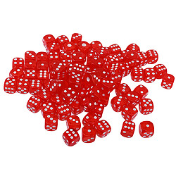 100pcs Transparent Six Sided D6 Dice Pour Les Jeux D & D TRPG Party Toys Red