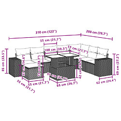 vidaXL Salon de jardin avec coussins 9 pcs beige résine tressée pas cher