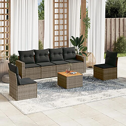 Maison Chic Salon de jardin avec coussins 7 pcs, Ensemble Tables et chaises de jardin, gris résine tressée -GKD933352