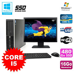 Lot PC HP Elite 8100 SFF Intel Core i5 3.2GHz 16Go 480Go SSD Graveur WIFI W7 +19 · Occasion 