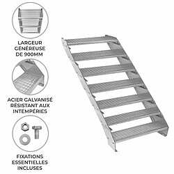 Monstershop Escalier Caillebottis à 7 Marches - 240 x 900mm