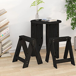 vidaXL Tabourets lot de 2 noir 40x40x45 cm bois massif de pin 