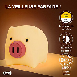 Sampa Helios Veilleuse Piggy pour enfant tactile en silicone LED Veilleuse tactile pour enfant, fonctionne sur batterie et se recharge par USB. Lumière chaude ou ...