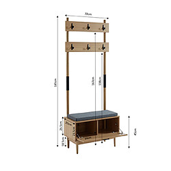 Mes Vestiaire 1 porte 72x35x185 cm naturel avec cannage - ARETHA pas cher