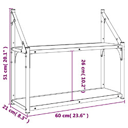 vidaXL Étagère murale 2 niveaux sonoma gris 60x21x51 cm pas cher