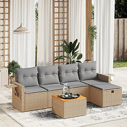 vidaXL Salon de jardin avec coussins 6pcs mélange beige résine tressée 