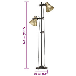 vidaXL Lampadaire avec 2 abat-jour Laiton E27 Fonte pas cher