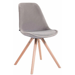 Decoshop26 4 chaises de salle à manger style scandinave en velours gris clair pieds rond en bois clair CDS10307 