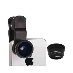 Yonis Objectif Fisheye universel Objectif Fisheye 3 En1 Grand Angle 180° Macro Noir Smartphone Universel Tablette YONIS