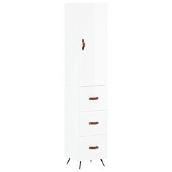 vidaXL Buffet haut Blanc brillant 34,5x34x180 cm Bois d'ingénierie