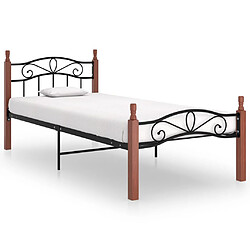 vidaXL Cadre de lit sans matelas noir métal bois chêne massif 90x200cm