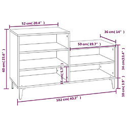 vidaXL Armoire à chaussures Chêne marron 102x36x60cm Bois d'ingénierie pas cher