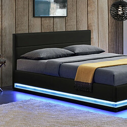 Acheter Meubler Design Lit Led Avec Coffre De Rangement Ava - Noir - 180x200