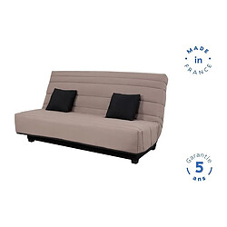 Avis DUNLOPILLO Banquette Clic clac - Tissu Taupe + 2 coussins Noir - L 194 x P 98 x H 102 cm - Made in France - ALEX