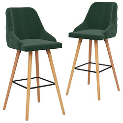 vidaXL Tabourets de bar lot de 2 vert foncé velours 