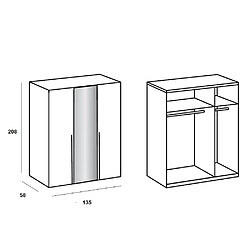 Avis Inside 75 Armoire 3 portes 1 miroir WILMA 135 cm blanche