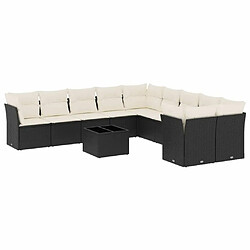 Maison Chic Salon de jardin 11 pcs avec coussins | Ensemble de Table et chaises | Mobilier d'Extérieur noir résine tressée -GKD95912