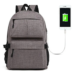 Yonis Sac À Dos Ordinateur USB Grande Capacité Sac À Dos Ordinateur Multifonction Avec Port USB Pour 15.6 Pouces Noir Gris YONIS