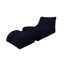 Alter Chaise longue de salon moderne, Made in Italy, Fauteuil avec repose-pieds en nylon, Pouf rembourré pour chambre, 120x80h60 cm, Couleur Noir