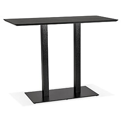 Alterego Table haute design 'ZUMBA BAR' noire avec pied en métal noir - 150x70 cm