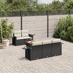 vidaXL Salon de jardin 6 pcs avec coussins noir résine tressée