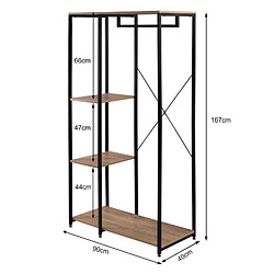 Acheter Penderie 3 étagères en bois avec struture industrielle en métal noir 90 x 40 x H167 cm+Urban Living