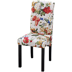 Decoshop26 Lot de 4 chaises de salle à manger cuisine style rustique motif fleurs en tissu multicolore CDS021771