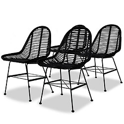 vidaXL Chaises à manger lot de 4 noir rotin naturel 