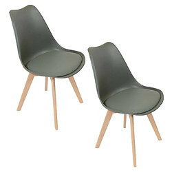 Toilinux 2 Chaises design scandinaves rembourrées Cocooning - Vert kaki