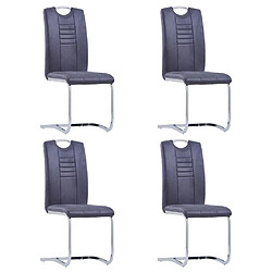 vidaXL Chaises à manger cantilever lot de 4 gris similicuir daim 