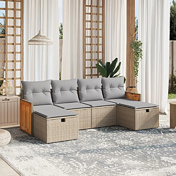 vidaXL Salon de jardin avec coussins 6pcs mélange beige résine tressée