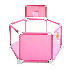 King Of Dreams Mini parc de jeux diamètre 150 cm rose pour bébé avec panier de basket