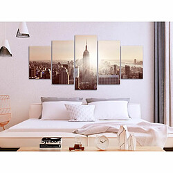 Paris Prix Tableau 5 Panneaux Sun Over Manhattan Wide Brown 100 x 200 cm