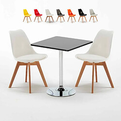 Ahd Amazing Home Design Table noire carrée 70x70cm Avec 2 Chaises Colorées intérieur bar café Nordica Mojito 