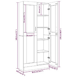 vidaXL Armoire à vitrine Chêne brun 82,5x30,5x185,5cm Bois ingénierie pas cher