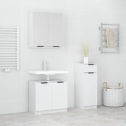 ComfortXL Ensemble D'armoires De Salle De Bain 3 Pièces Blanc Brillant