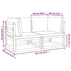 vidaXL Canapés d'angle sectionnels 2 pcs coussins verts Bois acacia pas cher