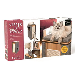 VESPER Arbre a chat en MDF - 42,5 x 87 x 42,5 cm - Gris pierre pas cher