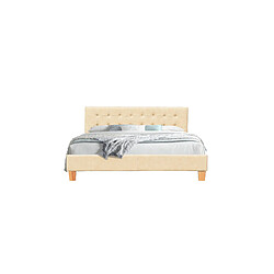 Nuits D'Or LIT FREDERIC BEIGE frederic - Solide et Confortable Lit avec Sommier + Tête de Lit Capitonnee Couleur Beige