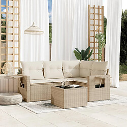 vidaXL Salon de jardin avec coussins 5 pcs beige résine tressée 