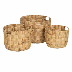 BigBuy Home Lot de paniers Beige Fibre naturelle 38 x 38 x 28 cm (3 Unités)