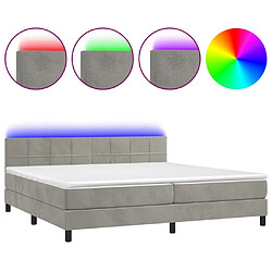 Sommier à lattes LED,Cadre à lattes de lit avec matelas pour Adulte Gris clair 200x200 cm -MN71360