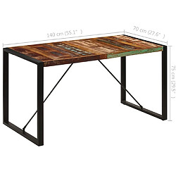 vidaXL Table à manger 140x70x75 cm Bois de récupération massif pas cher